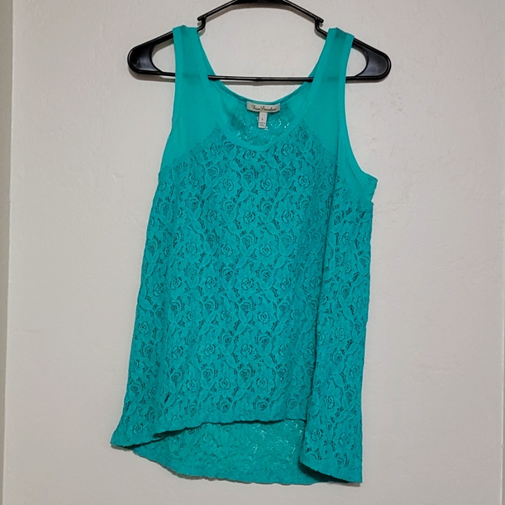Lace High Low Tank Top Large